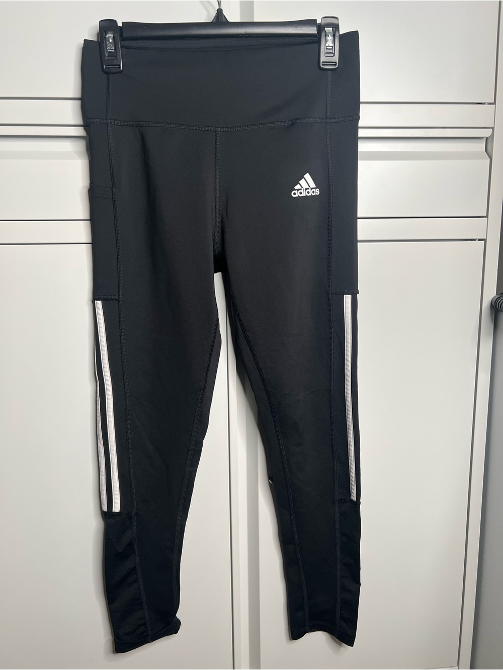 ☀️ adidas Black Leggings with White Side Stripes -